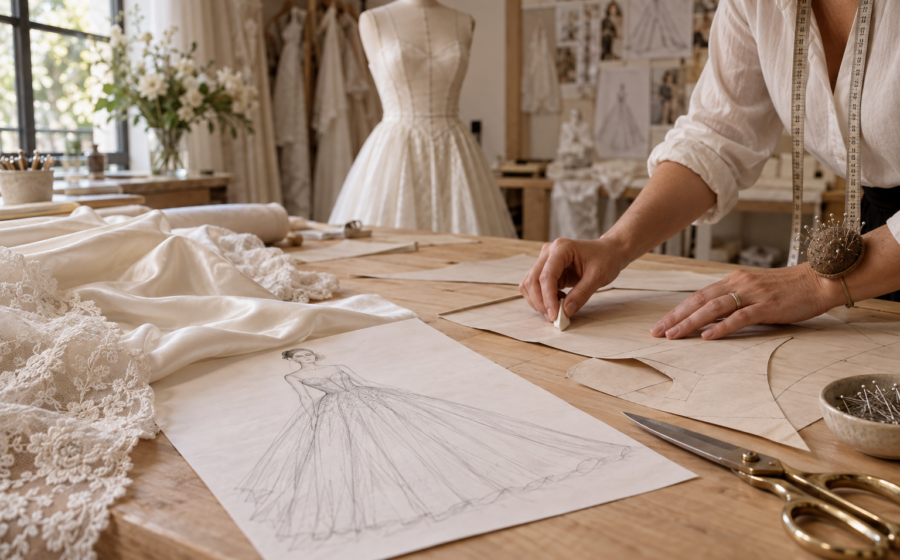 Do desenho ao molde: criação de vestido de noiva