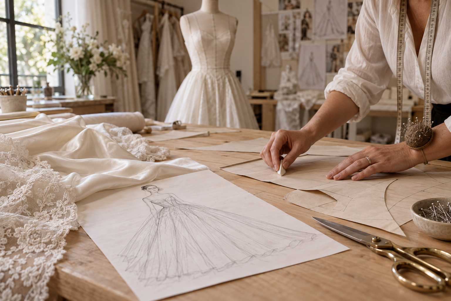 Do desenho ao molde: criação de vestido de noiva